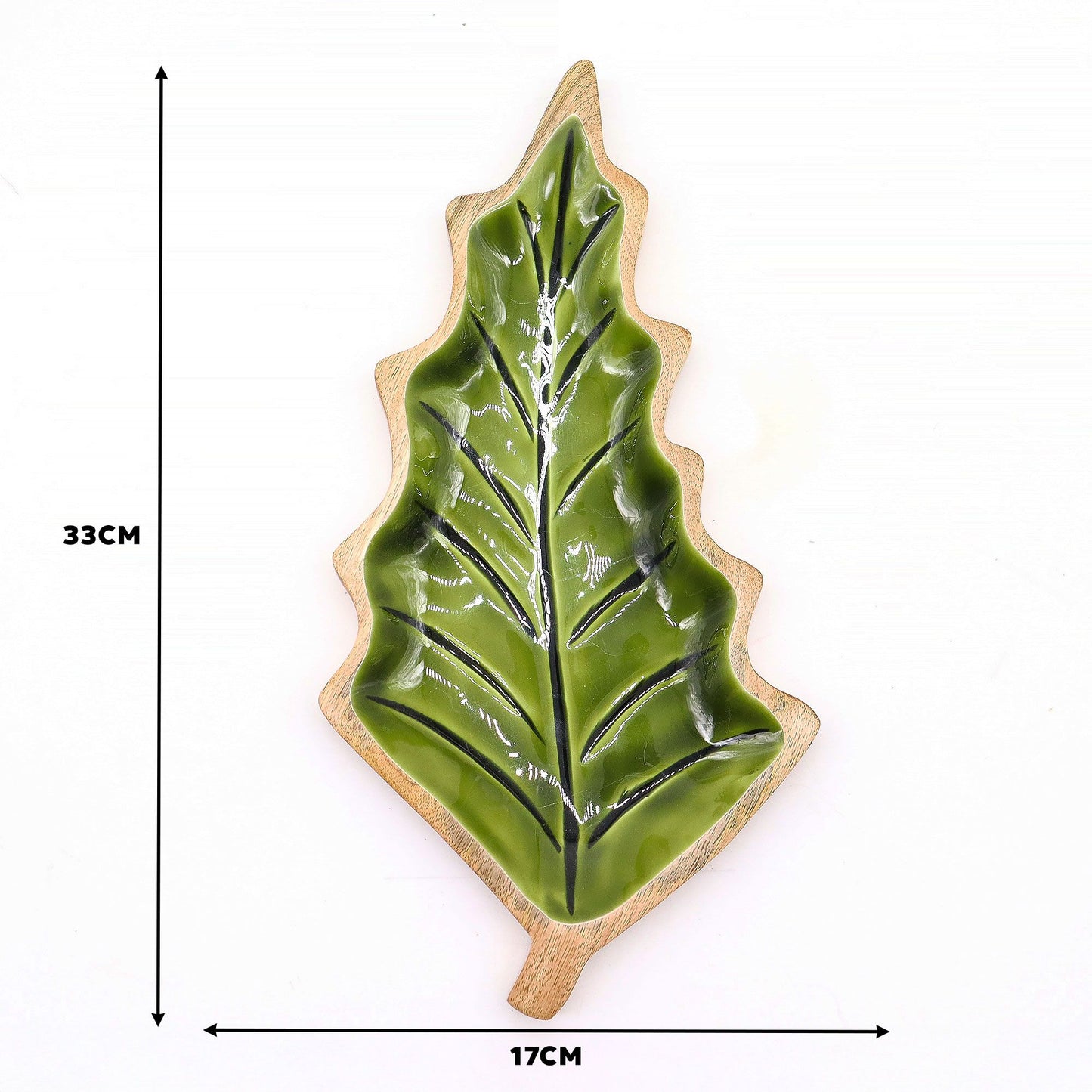 Lost in the Forrest - Enamel Leaf Wooden Bowl - 33x17cm