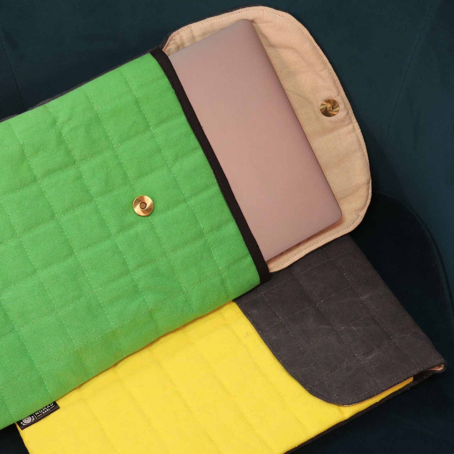 Laptop Padded Pouch - Frog Green - 14oz Stonewash