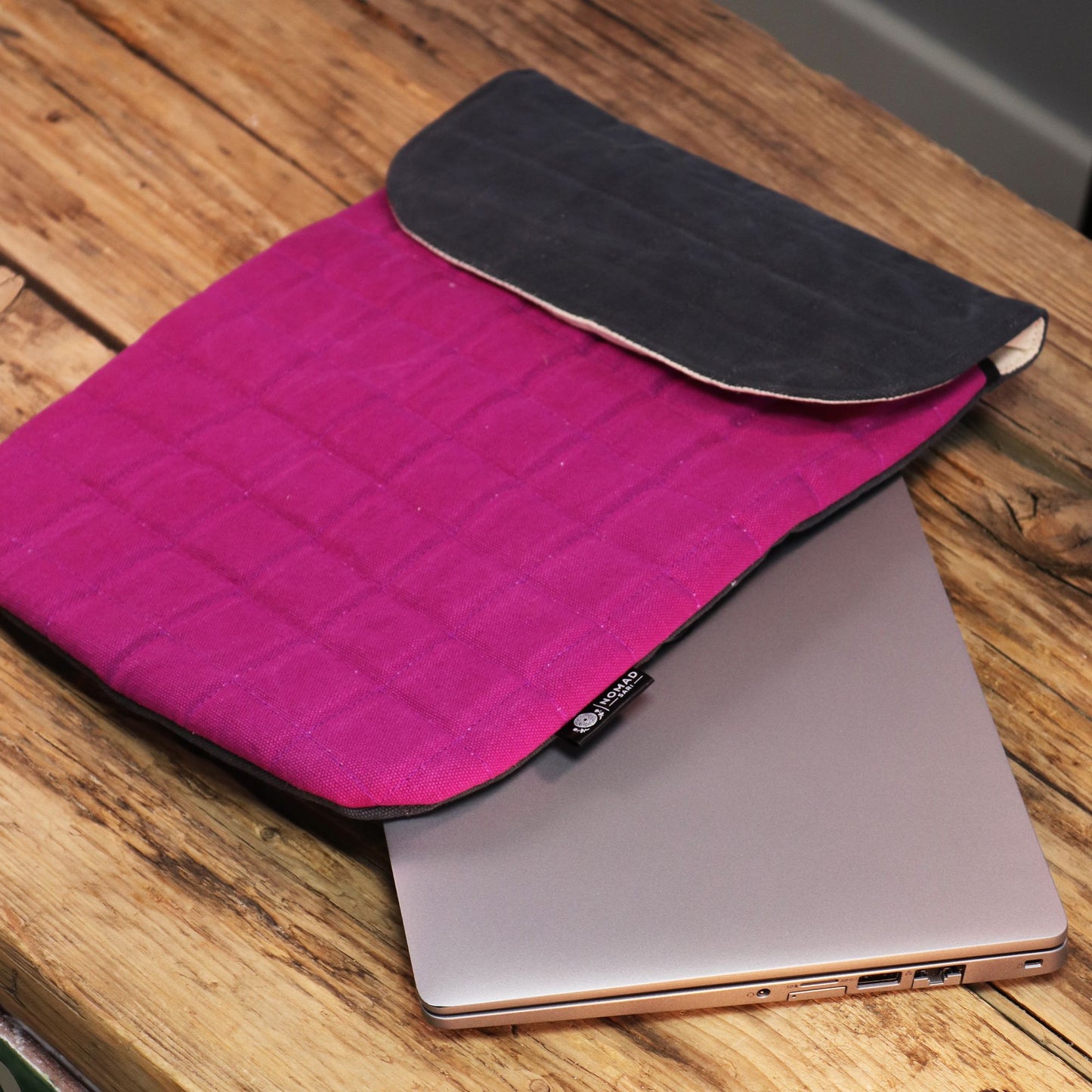 Laptop Padded Pouch - Shocking Pink - 14oz Stonewash