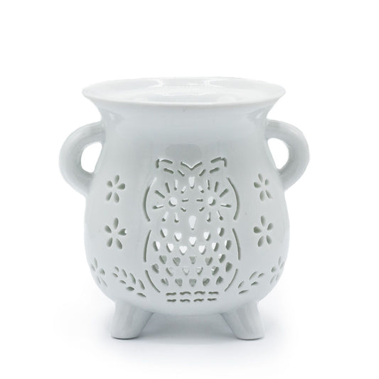 Cauldron Oil Burner - Owl - White