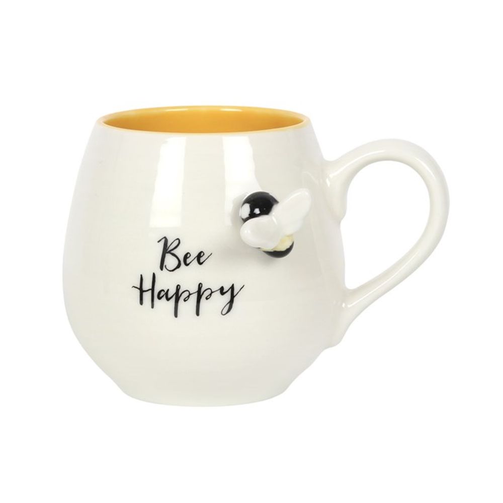 3D Bee Happy Rounded Mug