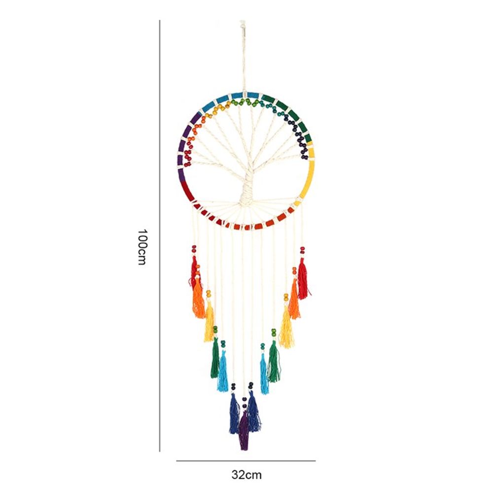 100cm Rainbow Beaded Tree of Life Dreamcatcher