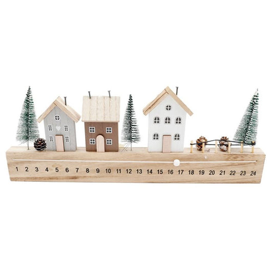 Wooden House Advent Calendar with Trees