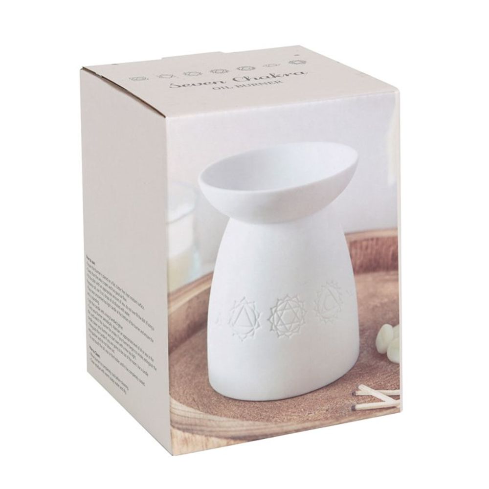 White Ceramic Seven Chakra Oil Burner