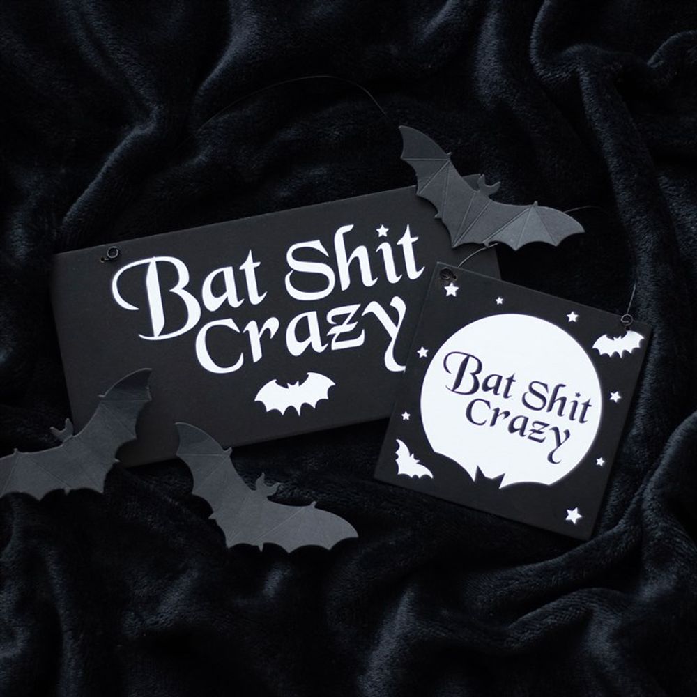 20cm Bat Shit Crazy Hanging Sign