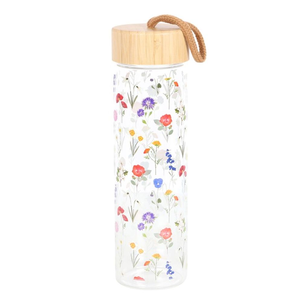 Wildflower Glass And Bamboo Water Bottle