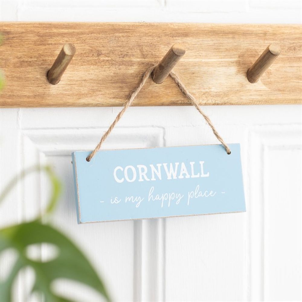 Cornwall is My Happy Place Hanging Sign (blue)