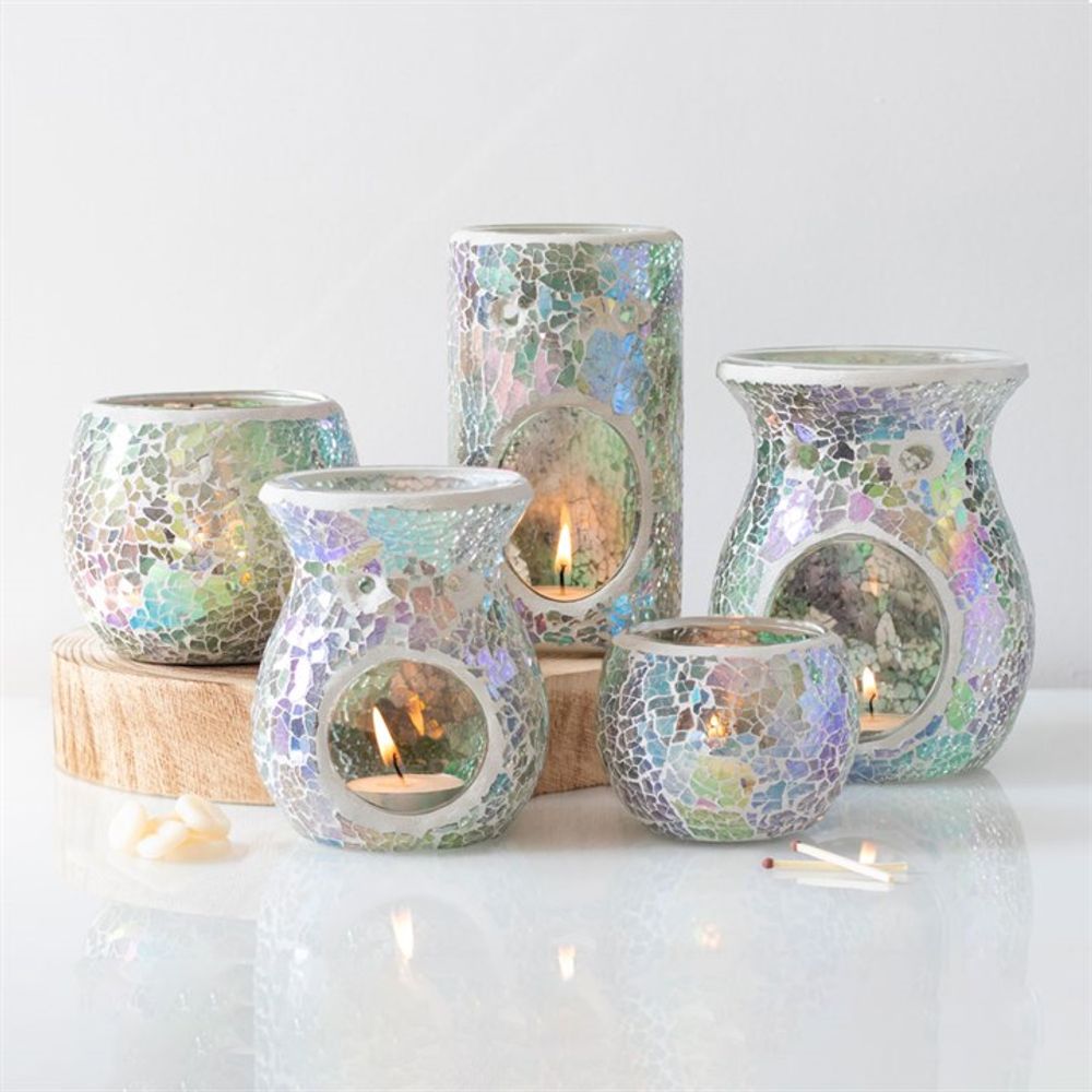 Small Light Blue Iridescent Crackle Oil Burner